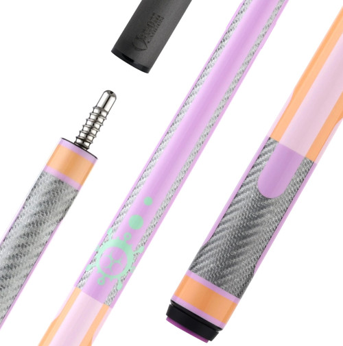 Poison Candy Sugar Pool Cue Gen1 Peach with Lavender - No Wrap with 12.4mm Venom Carbon Fiber Shaft