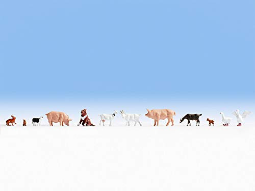 Noch HO Scale Detail Parts - Small Farm Animal Set (Pigs/Goats/Rabits) 12-Pack