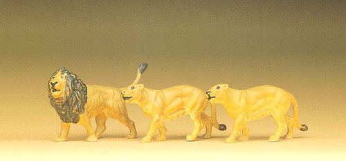 Preiser HO Scale Model Figure/Animals Set Zoo/Carnival Lions (1 Male, 2 Females)