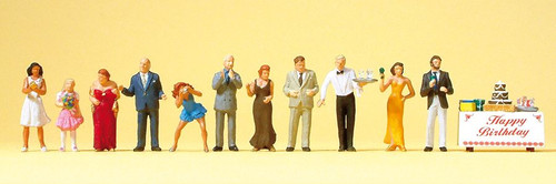Preiser HO Scale Model Figure/People Set Pedestrians Birthday Party Goers 12-Pk
