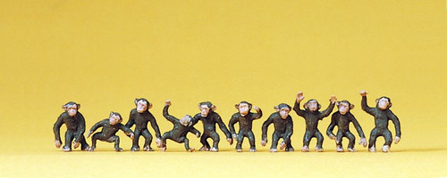 Preiser HO Scale Model Figure/Animals Set Zoo/Carnival Monkeys (Brown) 10-Pack