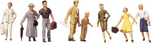 Faller HO Scale Model Figure/Peo​ple Set - Pedestrians Train Passengers #3 8-Pk