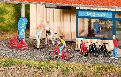 Faller HO Scale Scenery Accessory Kit Mountain Bikes -8 Red, 4 Black, 4 White
