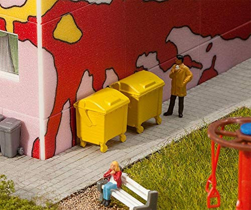 Faller HO Scale Scenery Accessory Kit Garbage Bins/Trash Cans - Yellow 2-Pack
