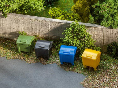 Faller HO Scale Scenery Accessory Kit Garbage Bins/Trash Cans Containers 8-Pack