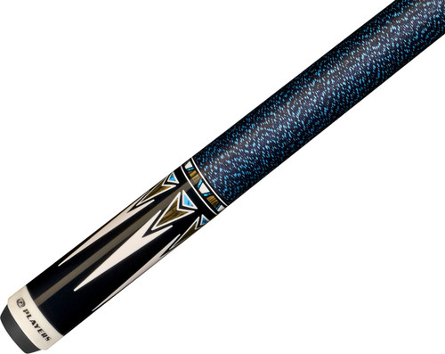 Players G3399 Black Blue Bacote Graphic Inlay Pool/Billiards Cue Stick