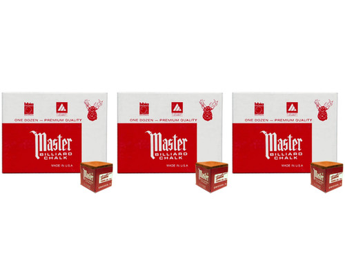Master Billiard/Pool Cue Chalk - Coral/Rust - 3 Pack/36 Pieces