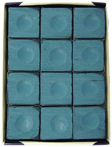 Silver Cup BLUE Pool Billiard Cue Stick Chalk (12 Pack)