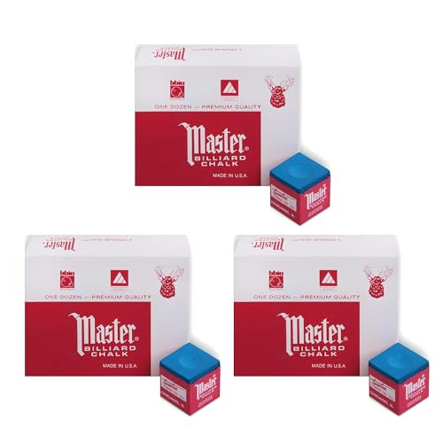 Master Billiard/Pool Cue Chalk - Sky Blue - 3 Pack/36 Pieces