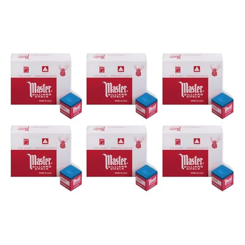 Master Billiard/Pool Cue Chalk - Sky Blue - 6 Pack/72 Pieces
