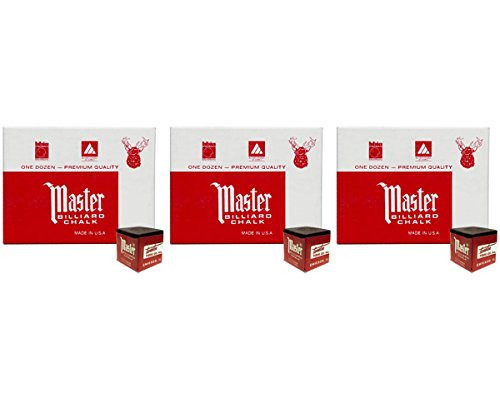 Master Billiard/Pool Cue Chalk - Black - 3 Pack/36 Pieces