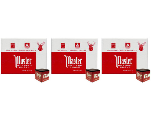 Master Billiard/Pool Cue Chalk - Black - 3 Pack/36 Pieces