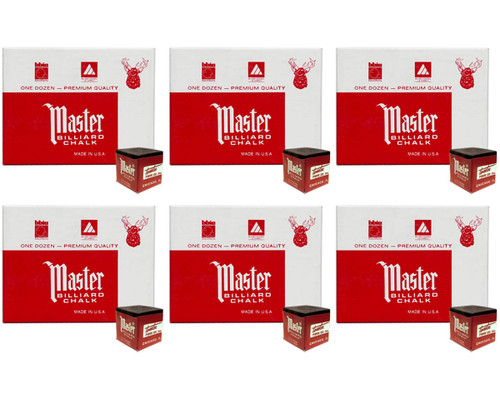 Master Billiard/Pool Cue Chalk - Black - 6 Pack/72 Pieces