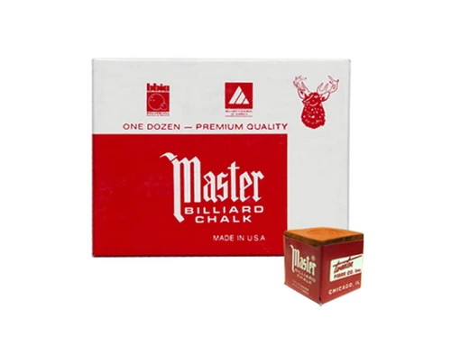 Master Billiard/Pool Cue Chalk - Coral/Rust - 1 Pack/12 Pieces