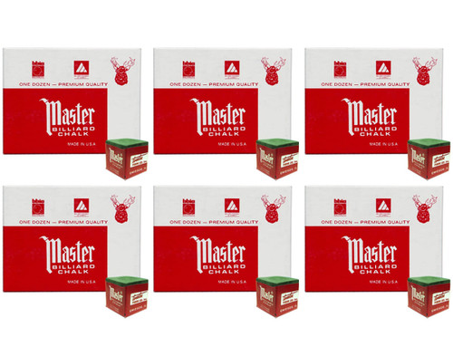 Master Billiard/Pool Cue Chalk - Spruce Green - 6 Pack/72 Pieces