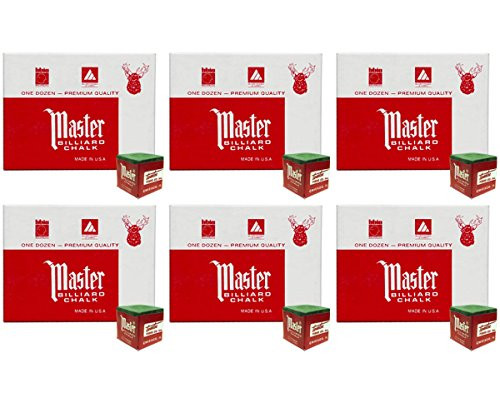 Master Billiard/Pool Cue Chalk - Spruce Green - 6 Pack/72 Pieces