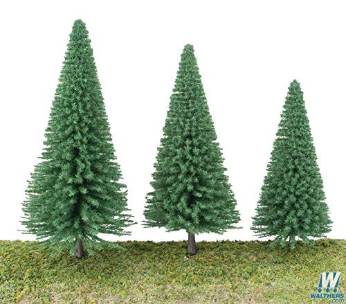 Walthers SceneMaster HO Scale Pine Trees (10-Pack) 3-3/8 to 5-1/2" w/ Pin Base