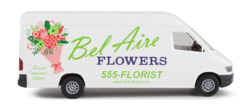 Walthers HO Scale Delivery Van (Assembled) Bel Aire Flowers (White/Green/Red)