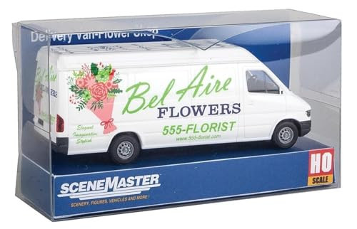 Walthers HO Scale Delivery Van (Assembled) Bel Aire Flowers (White/Green/Red)