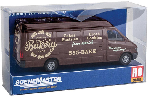 Walthers HO Scale Delivery Van (Assembled) Homemade Bakery Shop (Maroon/White)