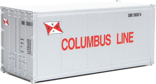 Walthers HO Scale 20' Smooth-Side Container Columbus Line (Gray/Red Flag)