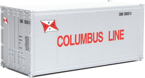 Walthers HO Scale 20' Smooth-Side Container Columbus Line (Gray/Red Flag)