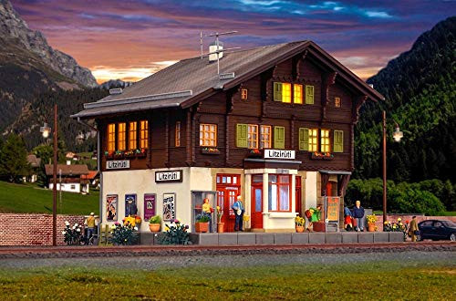 Kibri HO Scale Building/Structure Kit Litziruti Train/Railroad Station Lighted