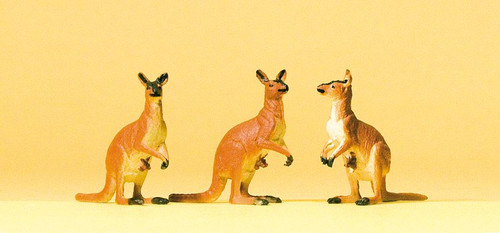 Preiser HO Scale Model Figure/Animals Set Animals Kangaroos Zoo/Fair 3-Pack