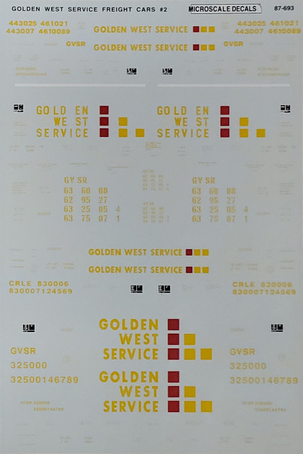 Microscale Model Railroad/Train Decals HO Scale Golden West/GWS 89' Freight Cars