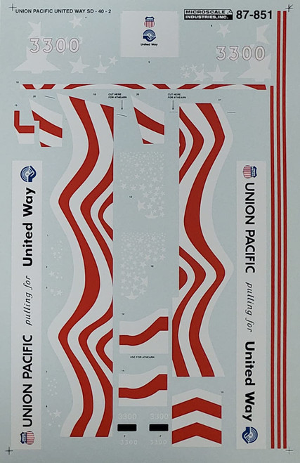 Microscale Model Railroad/Train Decals HO Scale Union Pacific SD40-2 United Way