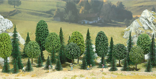 Busch HO/N/O/S Scale Mixed Forest Trees 35-Pack (10 Deciduous/25 Pine)