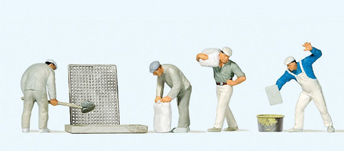 Preiser HO Scale Model Figure/People Set Plaster and Cement Workers 4-Pack