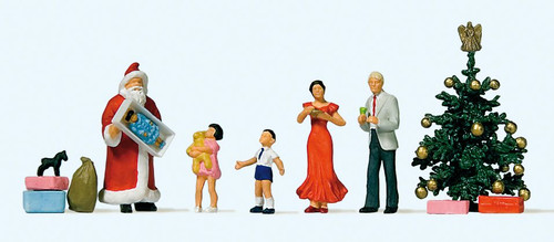 Preiser HO Scale Model Figure/People Set Merry Christmas Santa/Tree/Family
