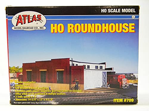 Atlas HO Scale Model Railroad Building Kit 3-Stall Roundhouse for Locomotives