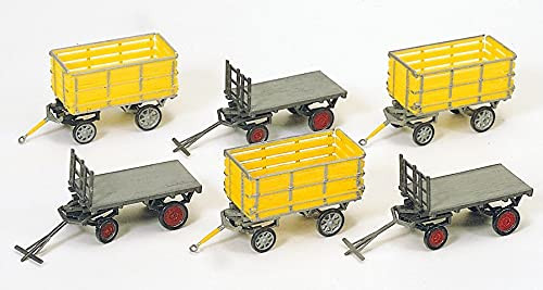 Preiser HO Scale Model Scenery Detail Set Postal/Mail Carts/Storage Bins 6-Pack