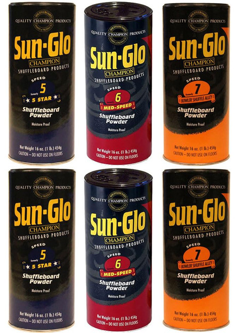 Sun-Glo SLOW Mix Shuffleboard Powder Wax 6 Pack 2ea. Speeds 5-7
