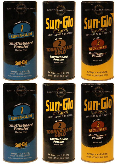 Sun-Glo Mix Shuffleboard Powder Wax 6 Pack 2ea. Speeds 1-3