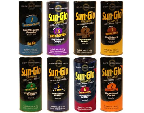 Sun-Glo Variety Shuffleboard Powder Wax 8 Pack - Speed 1-7