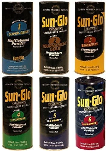 Sun-Glo Variety Shuffleboard Powder Wax 6 Pack - Speed 1-6