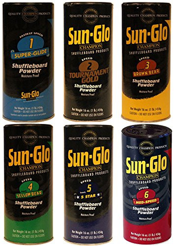 Sun-Glo Variety Shuffleboard Powder Wax 6 Pack - Speed 1-6