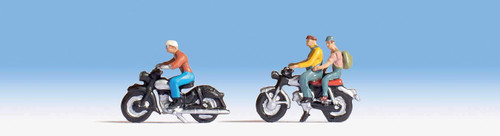 Walthers SceneMaster HO Scale People/Figures Motorcyclists (3)/Bikes (2-Pieces)