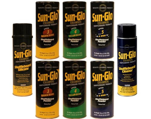 Sun-Glo MED Mix Shuffleboard Powder Wax 6 Pack 2ea. Speeds 3-5 + Cleaner/Polish