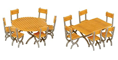 Walthers SceneMaster HO Scale Two Table (1 Square/1 Round) and 12 Chairs Kit