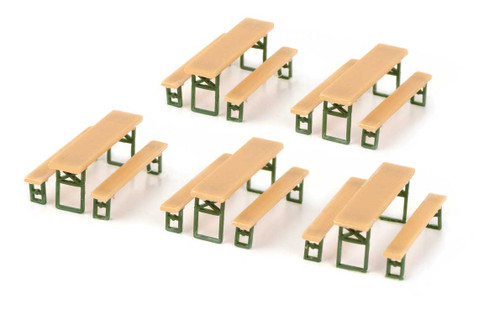 Walthers SceneMaster HO Scale Picnic Tables (5-Pack) Unpainted Plastic Kit