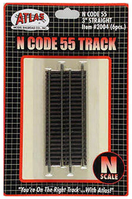 Atlas N Scale Code 55 3" Straight 6-Pack Model Train Track