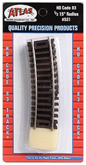 Atlas HO Scale Code 83 15" Radius Half-Curve 4-Pack Model Train Track