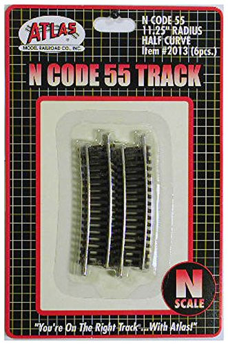 Atlas N Scale Code 55 11.25" Radius 1/2 Curve 6-Pack Model Train Track