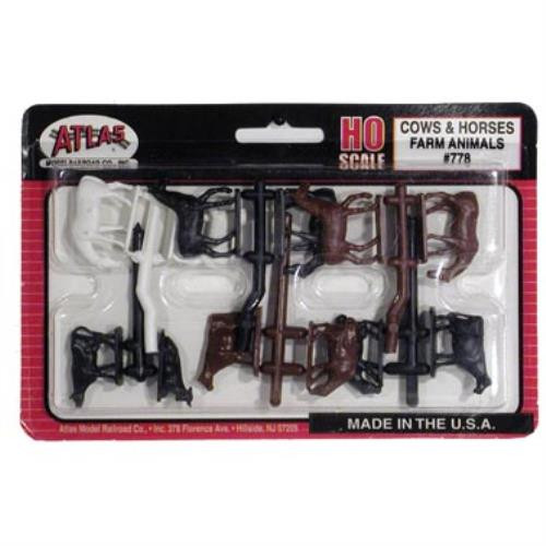 Atlas HO Scale Model Railroad/Train Accessory Cows & Horses (12 Pack)