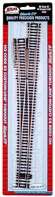 Atlas HO Scale Code 83 #8 Custom Left-Hand Turnout/Switch Model Train Track