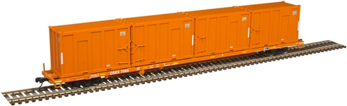 Atlas N Scale 85' Trash Container Flatcar/4 MSW Containers ECC/DSEX #7086